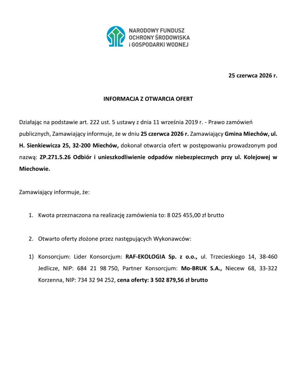 GPWenjoyer's tweet photo. #Mobruk Wrzucam spóźnione info z przetargu w Miechowie, bo chyba wszyscy olali temat 🤔 Mobruk ze spółką córką mają prawdopodobnie kolejne wygranko https://t.co/1uaI5Zq7vg