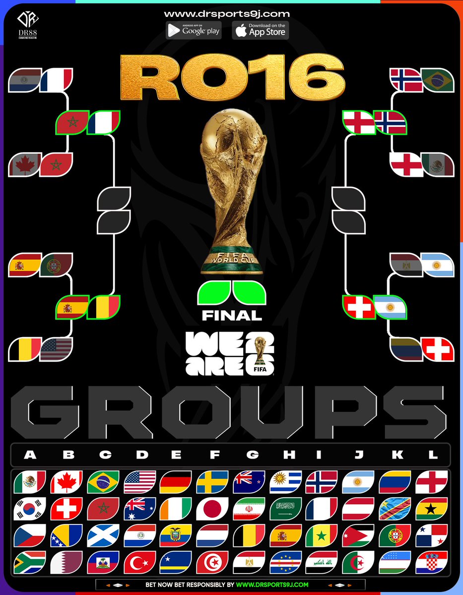 DiamondRoad88's tweet photo. ROUND 16 BRACKET ⚽️
16 teams. 8 games. 1 road to the final.

Who you backing to go all the way? 👇
#Dr88 #Last16 #Round16 #Football #Bracket` https://t.co/uUFvByBVUV