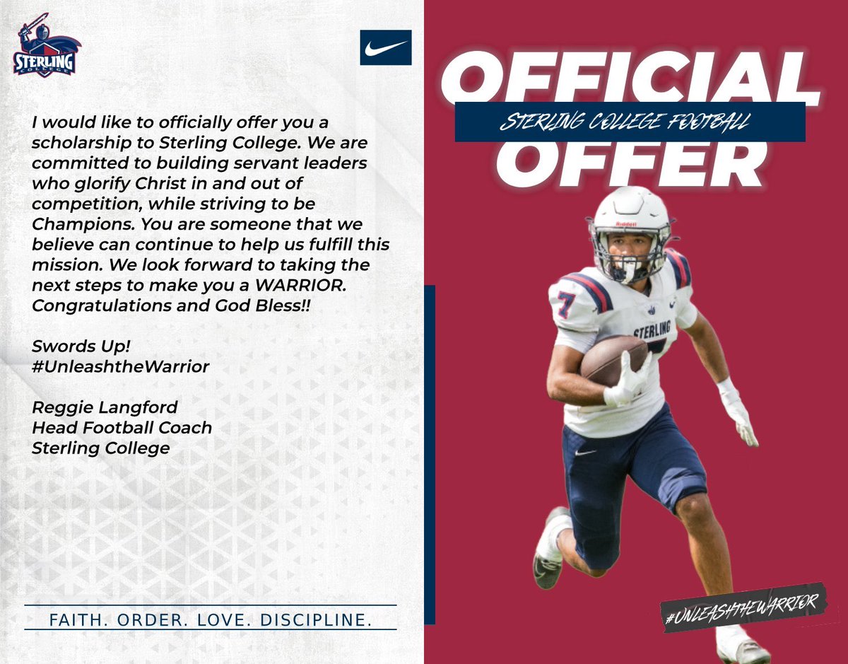 navarius_davis's tweet photo. #AGTG after a great conversation with @CoachColemxxrf im blessed to receive an offer from sterling college @CoachBallard_ @d_vance12 @LawrencHopkins @Coach1Brown @ChadSimmons_  @MacCorleone74 https://t.co/hhXglgifAI