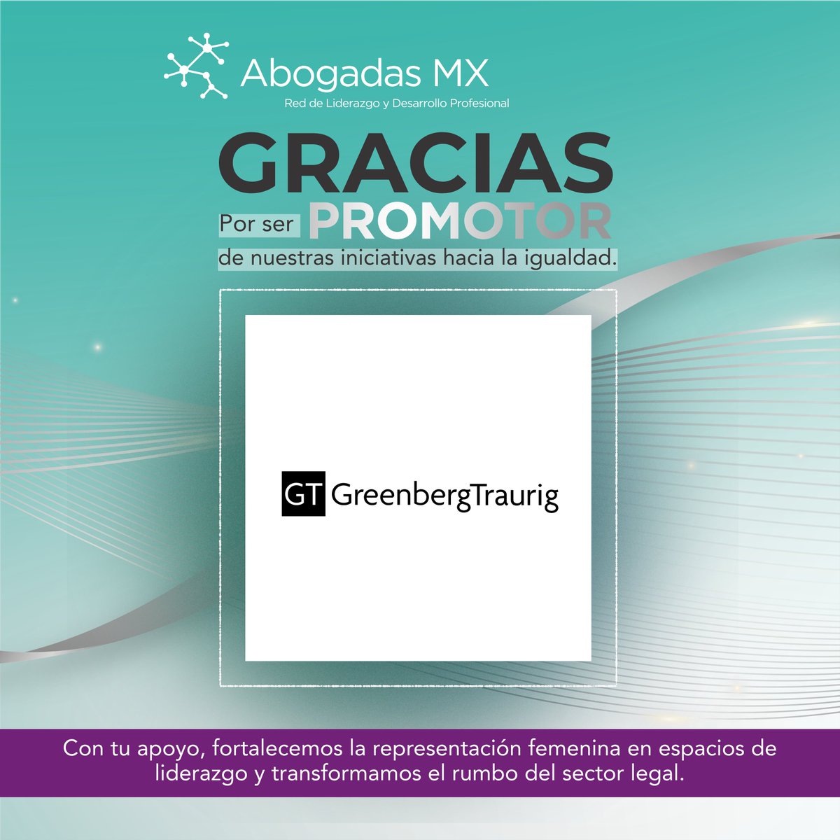 AbogadasMx's tweet photo. ¡Muchas gracias @GT_Law!

#PromotorAMX
#DonantesAbogadasMX https://t.co/SGYrXZLcZw