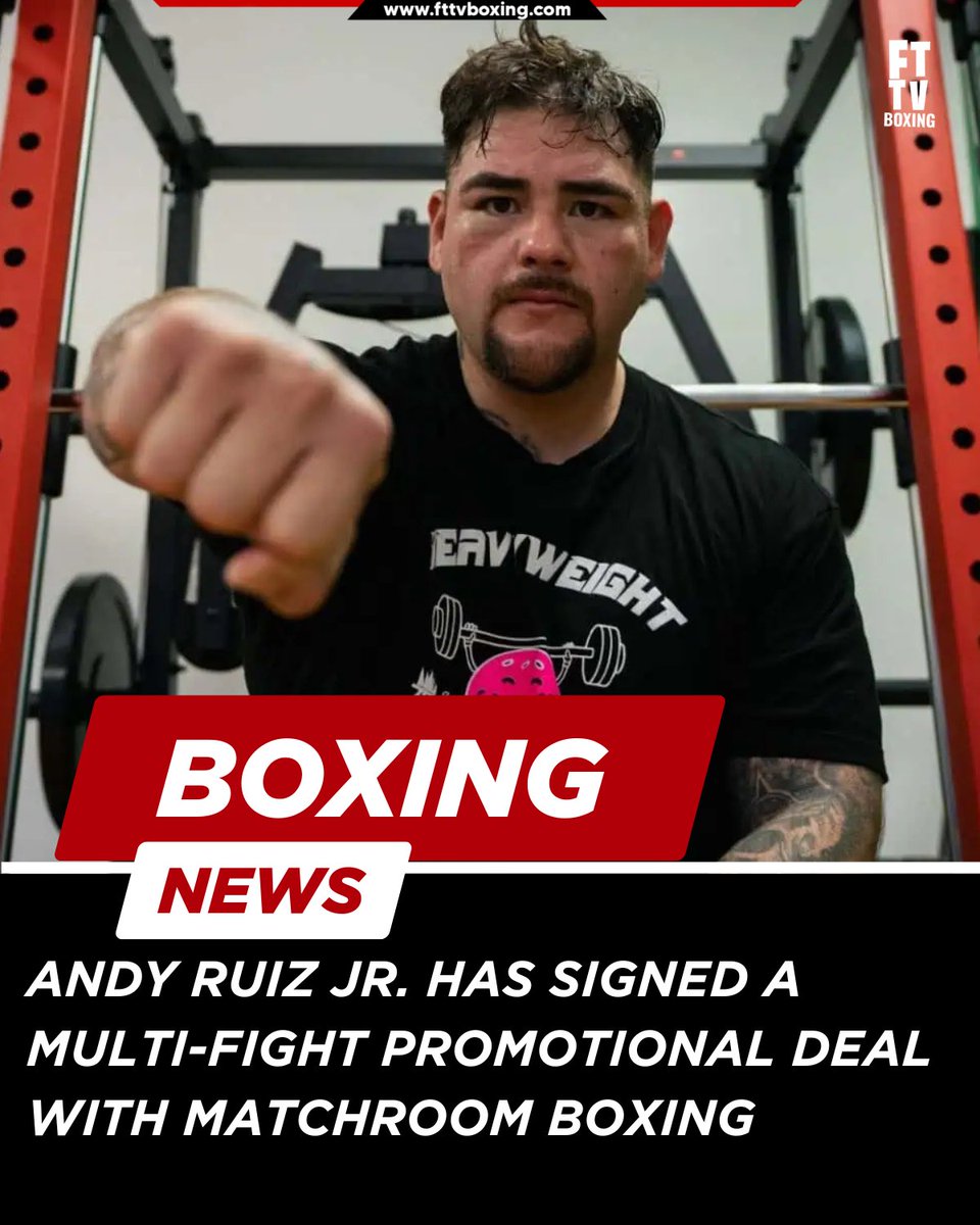 FTTVBoxing's tweet photo. Matchroom confirmed the former unified heavyweight champion has joined the promotion, with his comeback fight set to be announced later this week.

Can Ruiz make another run at a world title? 👇

#AndyRuiz #MatchroomBoxing #Boxing #HeavyweightBoxing https://t.co/IDi43oAbkj