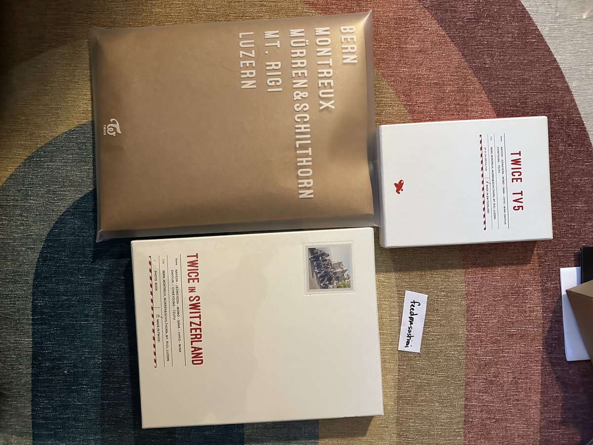 feedmesashimi's tweet photo. WTS:

Twice in Switzerland (Twice TV5) Collectibles/Merch

$75+ Shipping (OBO)
LA locals can do pick-up

Included:
TwiceTV5 (3 DVDs+ Mina photo)
Switzerland Envelope Inclusions Pack
Twice in Switzerland Unopened Photobook

DMs open https://t.co/JhVayEl18m