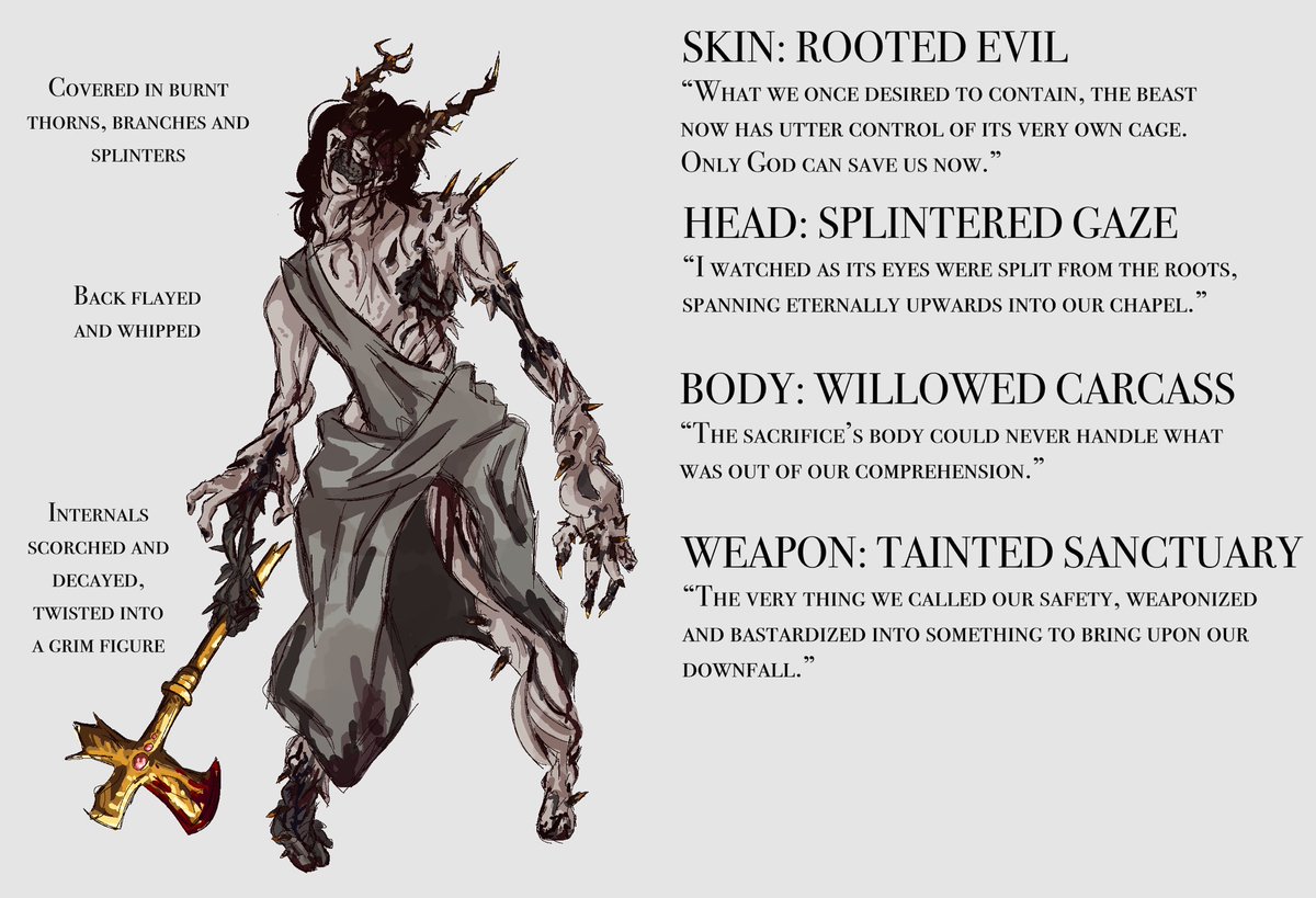 Drip_or_Smtn's tweet photo. I may not be as good as the other artists, but I wanted to show off a lil something for this event! I mixed some woodland stuff with typical possessions and demons for this skin!

[ #deadbydaylight #dbd #conceptartwork ] https://t.co/QV1sWuF1LZ