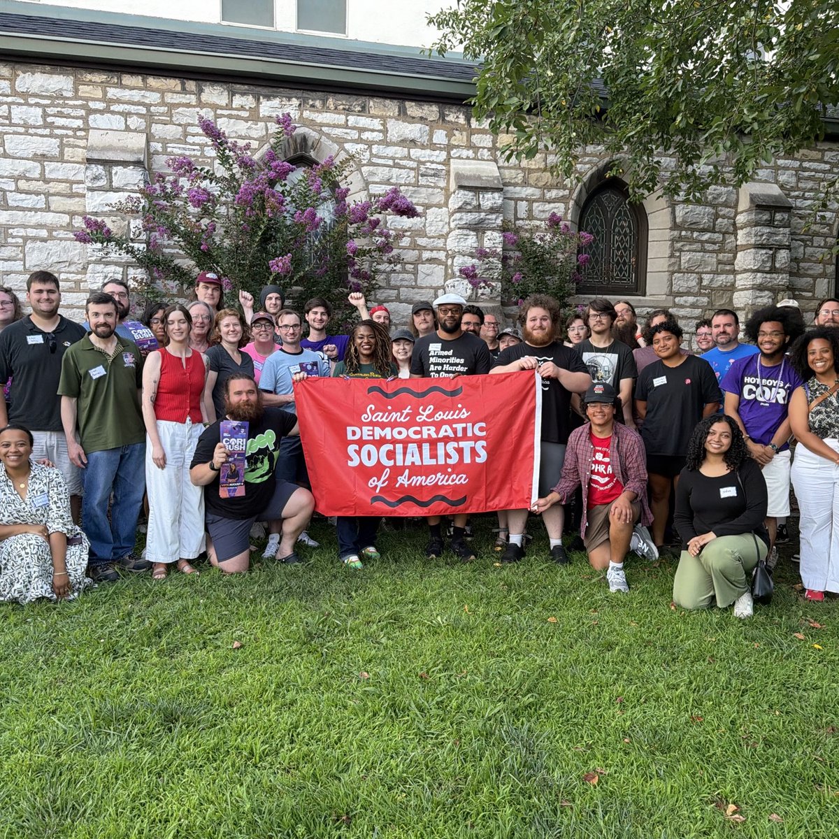 CoriBush's tweet photo. I’m so proud to have DSA by my side, united in our fight against price gouging, big real estate, and billionaires influencing our politics.

Let’s win this on August 4th! https://t.co/0ZMAEpaRCx