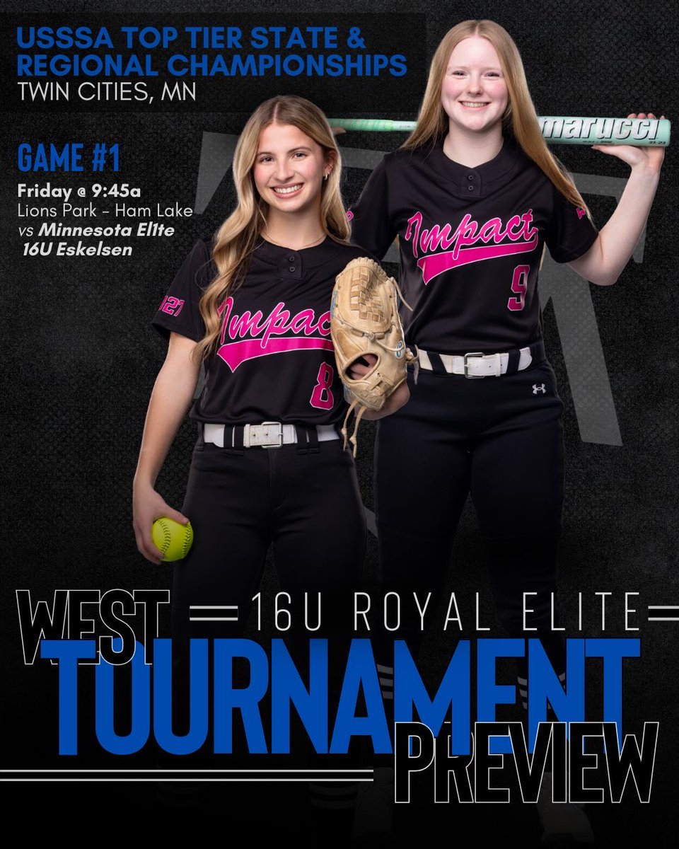 ImpactSportsW's tweet photo. 🚨16U ROYAL ELITE TOURNAMENT PREVIEW
USSSA TOP TIER STATE & REGIONAL CHAMPIONSHIPS | @MNUSSSAFP
Player profiles: https://t.co/5xVEYDXCUj
#isaproud #makeanimpact https://t.co/Gc6oXPz1cn