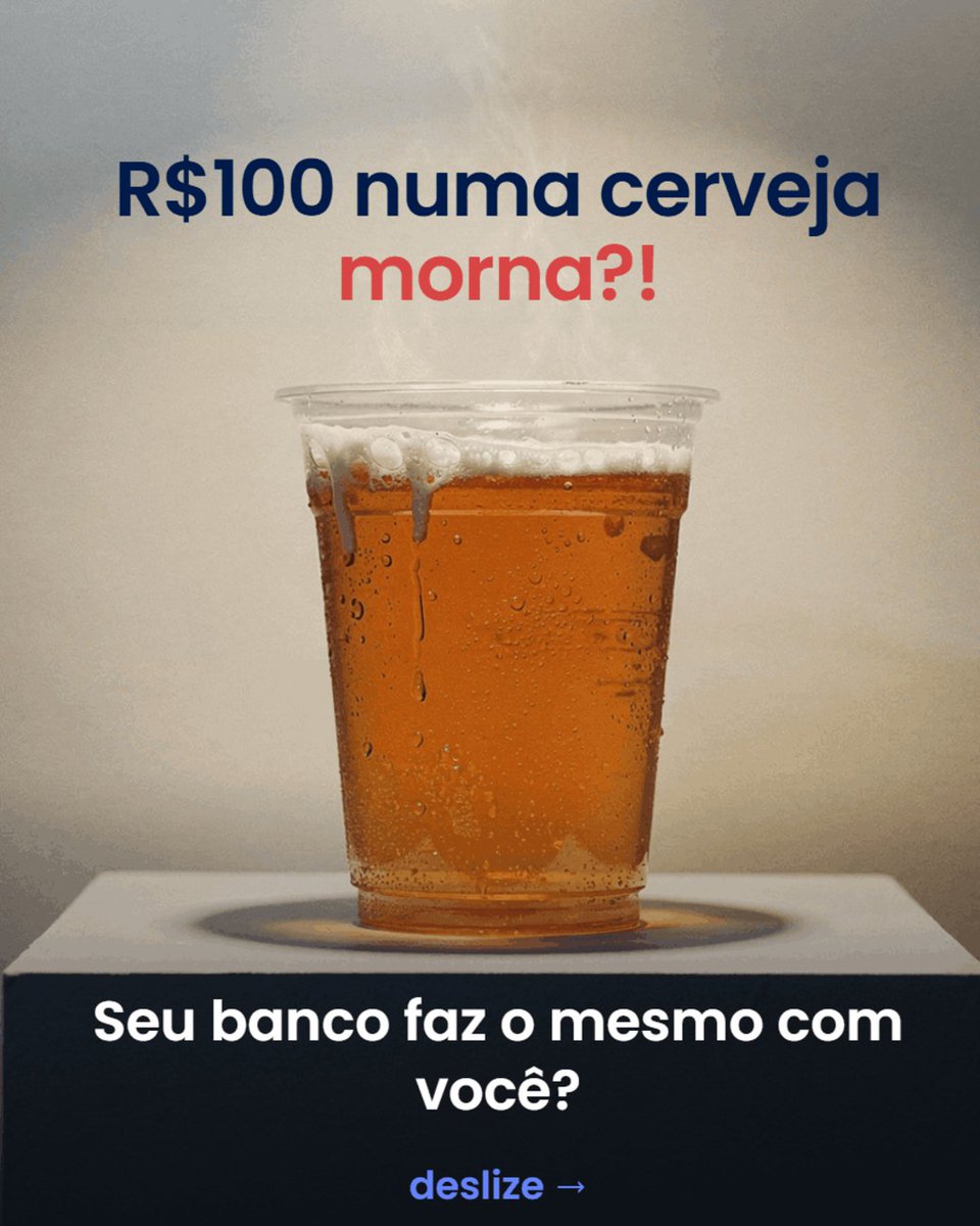 PLAIN_INVEST's tweet photo. Na Copa, a cerveja mais barata do estádio custou quase R$100. E veio morna.

Produto caro e sem qualidade.
Isso acontece porque ali dentro você não tem alternativa.

Acontece o mesmo no seu banco?

https://t.co/OVOjCZWeVb https://t.co/S7OasLgYgz