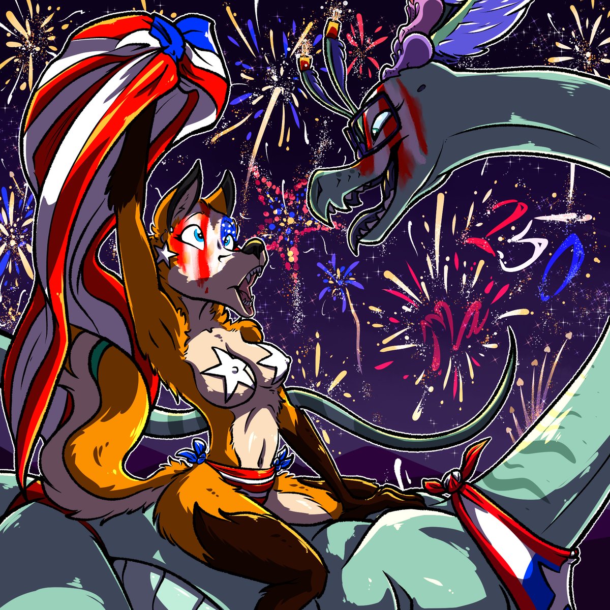 MagnificentArse's tweet photo. A little late posting, but was a lot of fun to make. Hope everyone had a good weekend. :)  

#4thJuly #fireworks #furryart https://t.co/WjZlacDVis