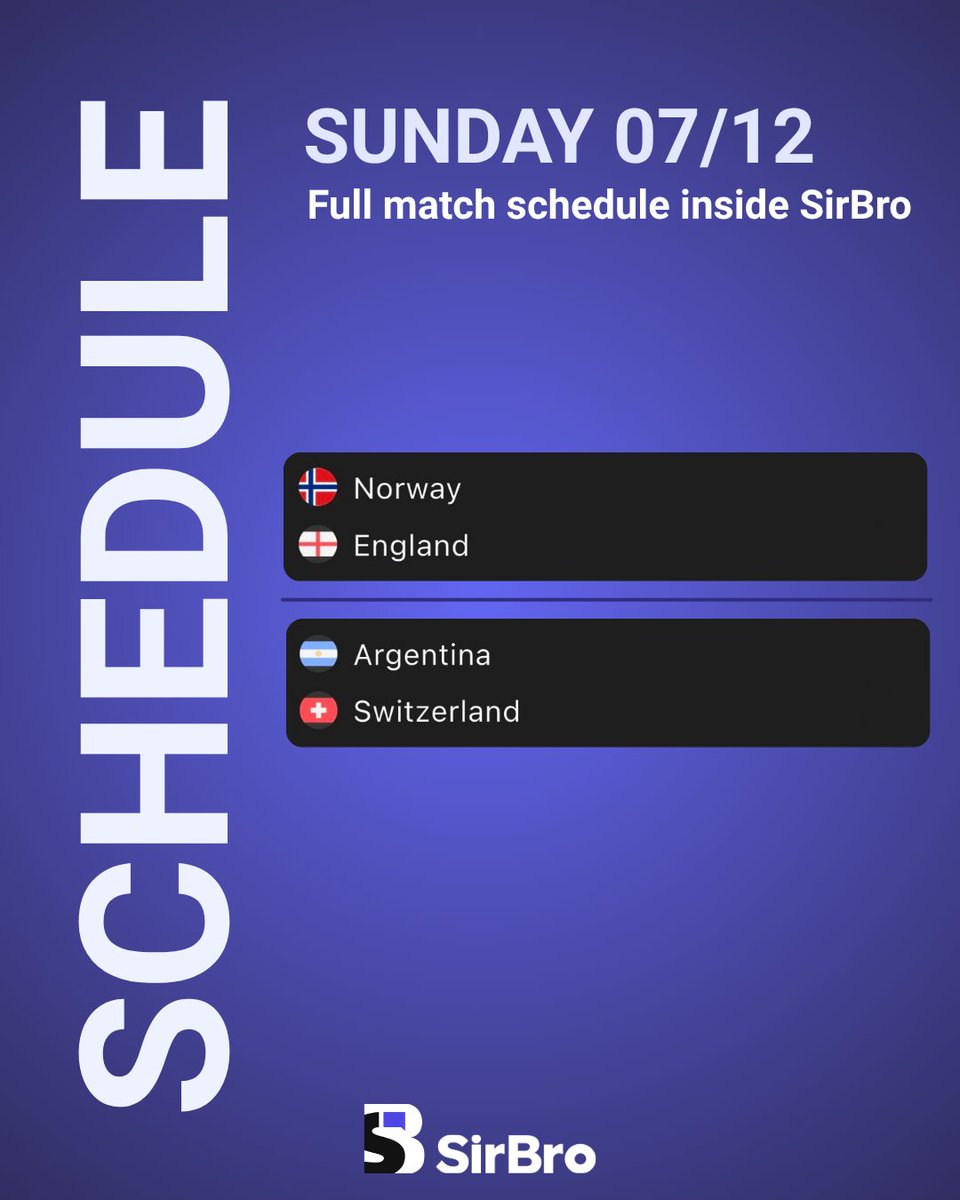 sirbroapp's tweet photo. July 12 schedule, inside SirBro.

Check the full match list, kickoff times and where to watch each game in the app.

#football #soccer #footballanalysis #matchanalysis #sportsanalytics #footballinsights #footballcommunity #soccercommunity #worldcup2026 #FIFA https://t.co/sEDrYmwhEe