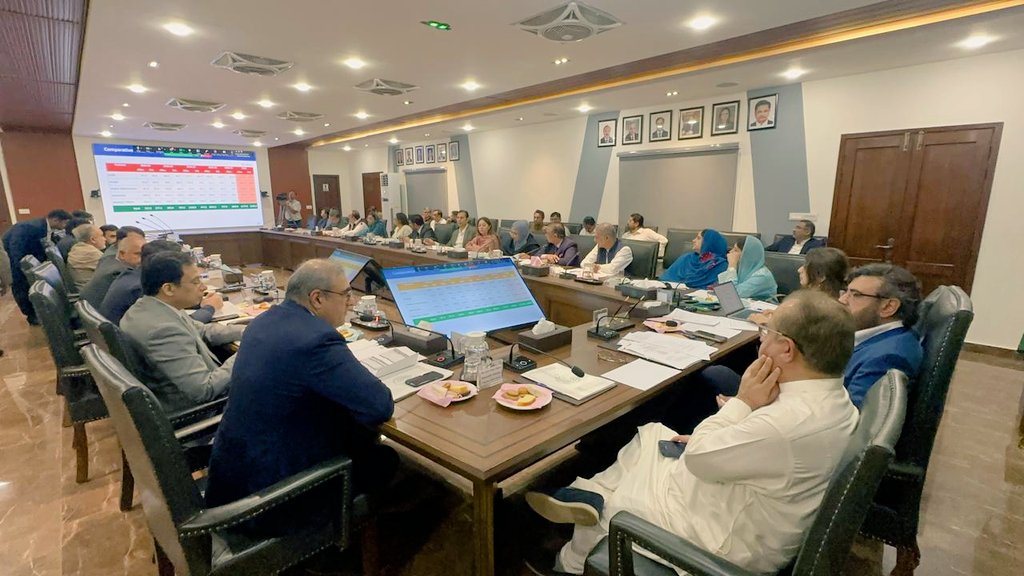 NA_Committees's tweet photo. Chairman of the Standing Committee on Planning, Development and Special Initiatives, Syed Abdul Qadir Gilani, MNA, chaired a meeting of the Committee on Tuesday, 6 July 2026, in Karachi.

The meeting was attended by MNAs Mr. Zulfikar Bachani, Ms. Naz Baloch, Mr. Farhan Chishti, Ms. Akhtar Bibi, Makhdoom Syed Sami-ul-Hassan Gilani, Ms. Aasia Ishaque Siddiqui, Ms. Sofia Saeed Shah, Dr. Nafisa Shah, Dr. Sharmila Sahiba Faruqui Hashaam, Mr. Arshad Abdullah Vohra, and Mr. Aijaz Hussain Jakhrani.

The Committee deliberated on federal allocations under the Public Sector Development Programme (PSDP) for Sindh. Members reviewed the progress of several ongoing and delayed PSDP projects across the province, with particular focus on the Hyderabad–Sukkur (M-6) Motorway.

The Committee received detailed briefings on the status of development projects from the Federal Secretary for Planning, Development and Special Initiatives, Mr. Awais Sumra; Chairman of the Sindh Planning and Development Board, Mr. Najam Ahmed Shah; and senior officials of the National Highway Authority, Karachi Port Trust, the Sindh Local Government Department, and other relevant federal and provincial agencies.
@NAofPakistan @PTVNewsOfficial @RadioPakistan @demp_moib @appcsocialmedia