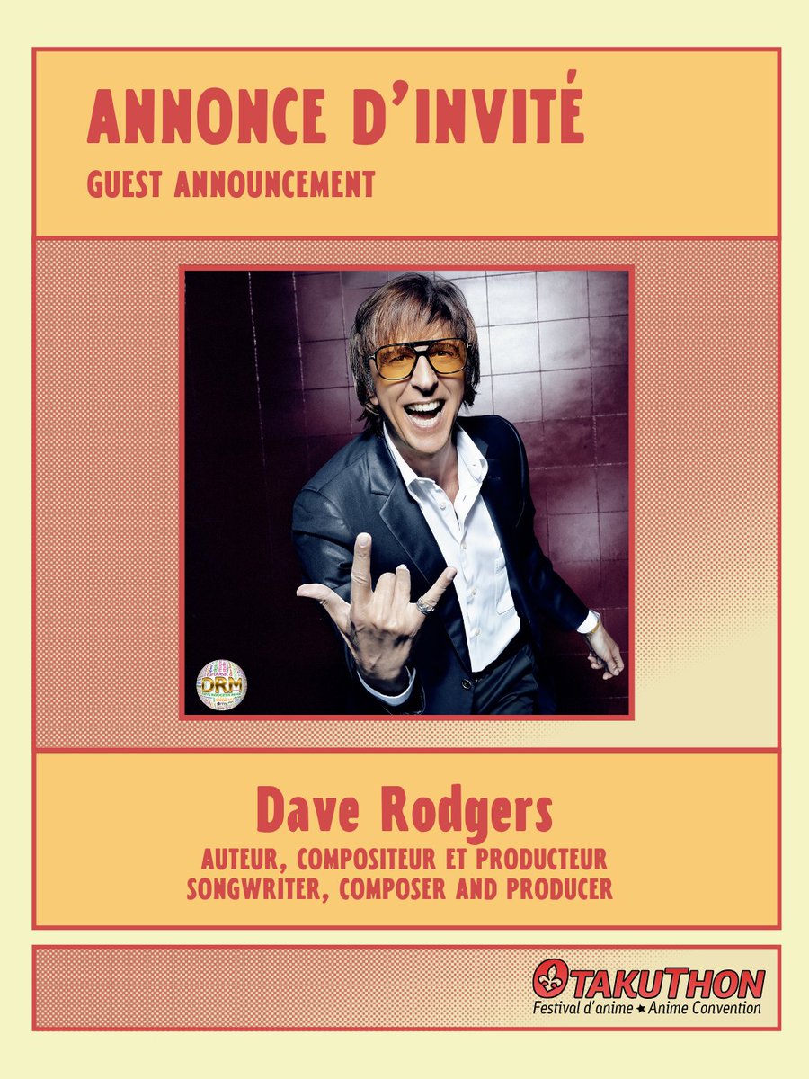 otakuthon's tweet photo. 📣 NEW GUEST: DAVE RODGERS 📣

👑 Dave Rodgers, the "King of Eurobeat", is coming to Otakuthon! The iconic producer behind "DEJA VU" (Initial D) continues to expand the possibilities of his craft and connect the history and future of the genre.

🔗: https://t.co/zV6P3H5E7m https://t.co/49bAfmD79G