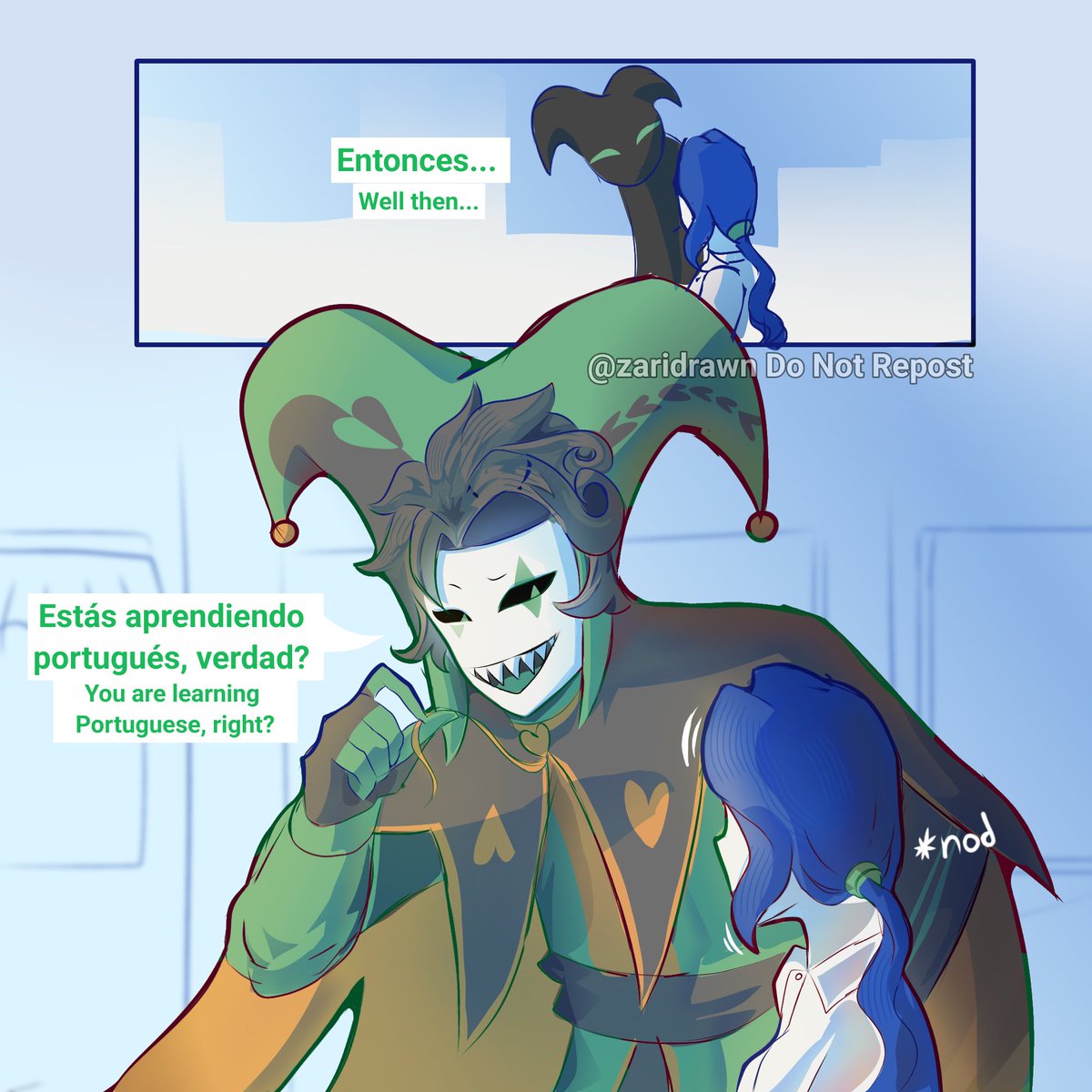 zaridrawn's tweet photo. 💚 "Gosto de você" (4/4) esp/eng
#thefreakcircus #harlequin #pierrot https://t.co/9qTOC7qmMx