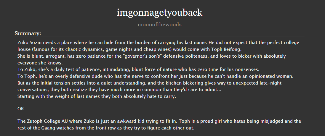 luadobosque's tweet photo. Chapter 03 of 'imgonnagetyouback' is out now!!
It's a shorter chapter, so I will post chapter 4 on Friday as a gift. <3
https://t.co/WsSuuN51Lv
#zutoph #toko #zuko #toph #atla https://t.co/EQo6nIfl2a