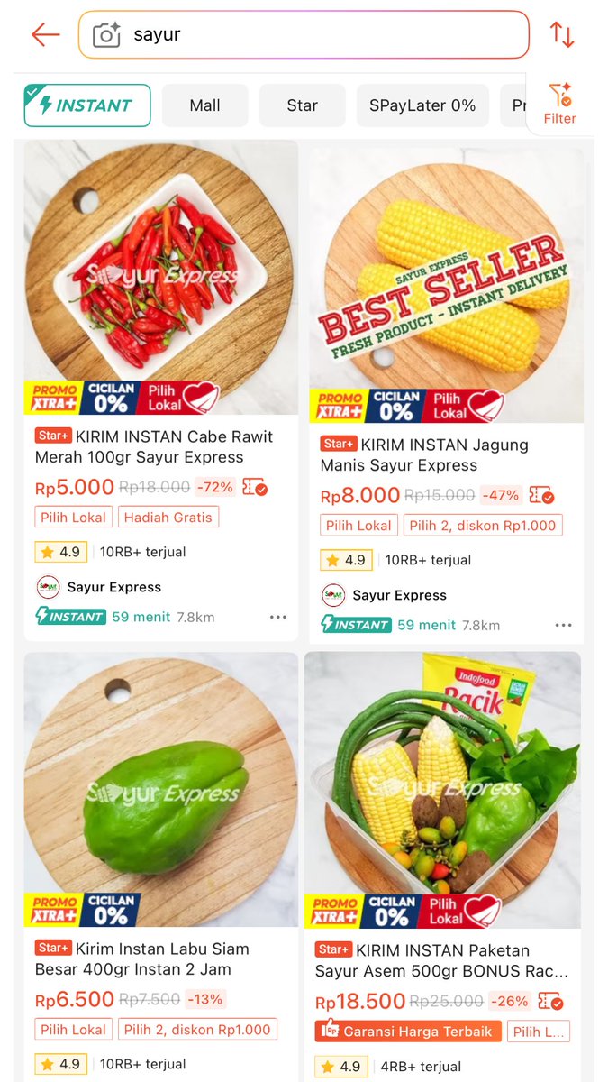Lala_zee11's tweet photo. Kunci sehat: sayur segar, buah berwarna-warni, dan daging pilihan ada! Pesan di Shopee Belanja Instant 1 Jam Tiba. Cepat, diskon 50%, dan jaminan voucher! #ShopeeBelanjaInstant1Jam https://t.co/DyaipvA2JQ