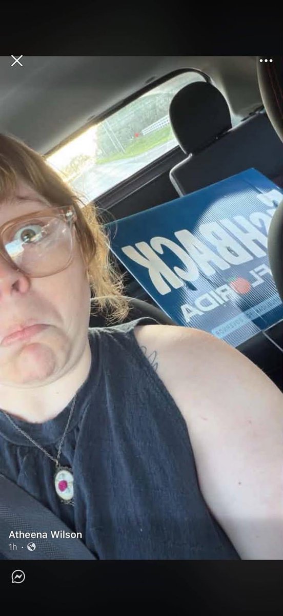 j_fishback's tweet photo. “Woman” posts selfie of herself stealing Fishback yard signs in Polk county. https://t.co/CxBHI2sk17