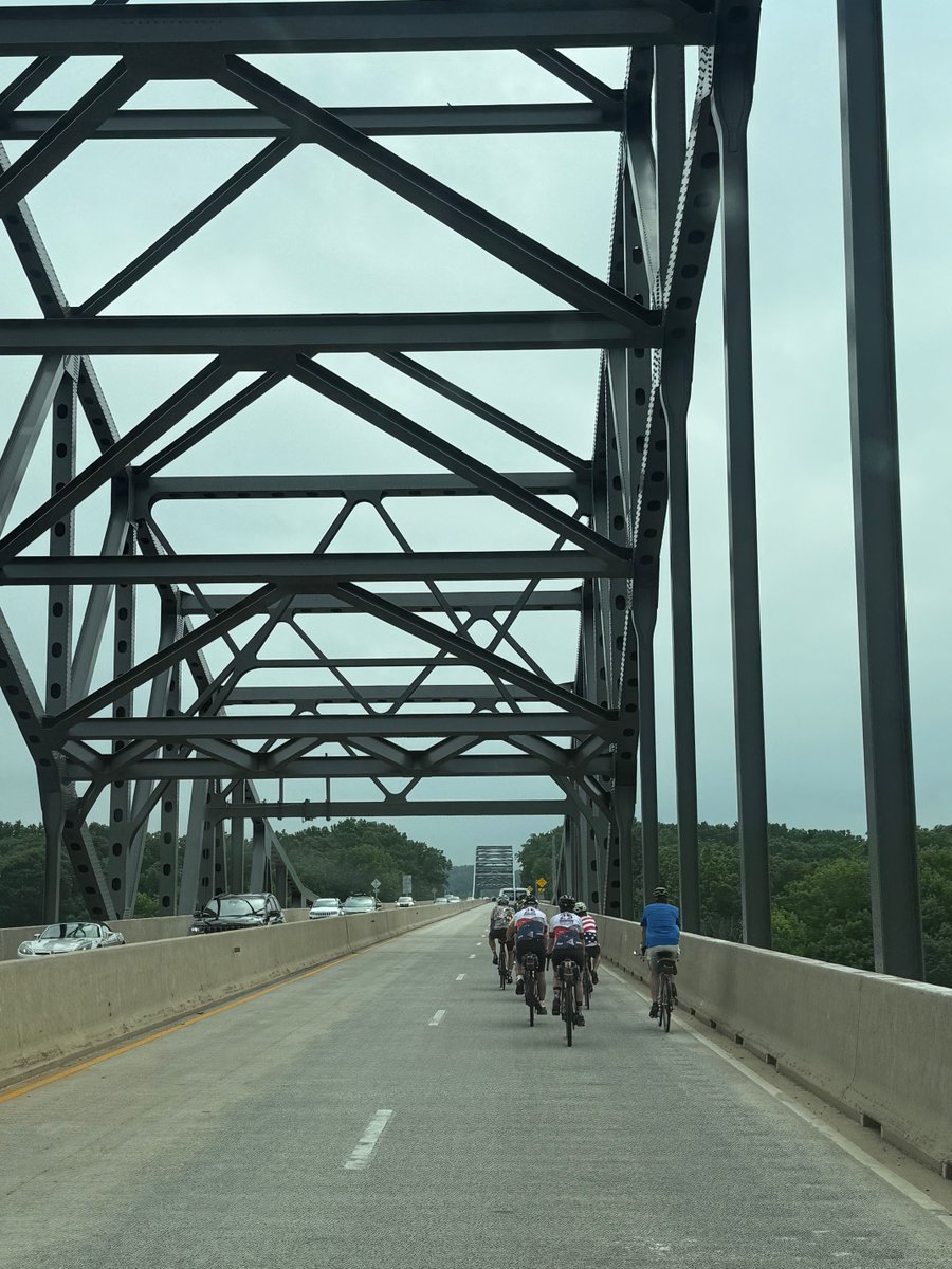 MarylandDOT's tweet photo. @TheMDTA is escorting riders across the Hatem Bridge, helping cyclists safely continue their 1,250 mile journey honoring the 25th anniversary of 9/11. This crossing supports America 250 and highlights the 9/11 National Memorial Trail connecting communities across the region. https://t.co/ZpAV5oEbHT