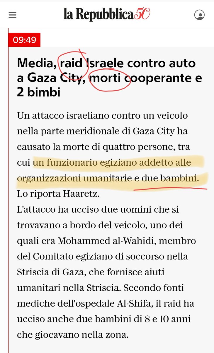 a____capo's tweet photo. Oggi #Israele ha ucciso 9 persone a #Gaza, inclusi un operatore ONG e 3 bambini.
Nessuna notizia nelle Home di #Corriere e #Repubblica, ma in Esteri. Terminologia: "raid", "morti", "causato la morte", "rimasti uccisi".
Su #Haaretz, la loro fonte, è in prima con scritto "killed". https://t.co/UxexvDuX2S