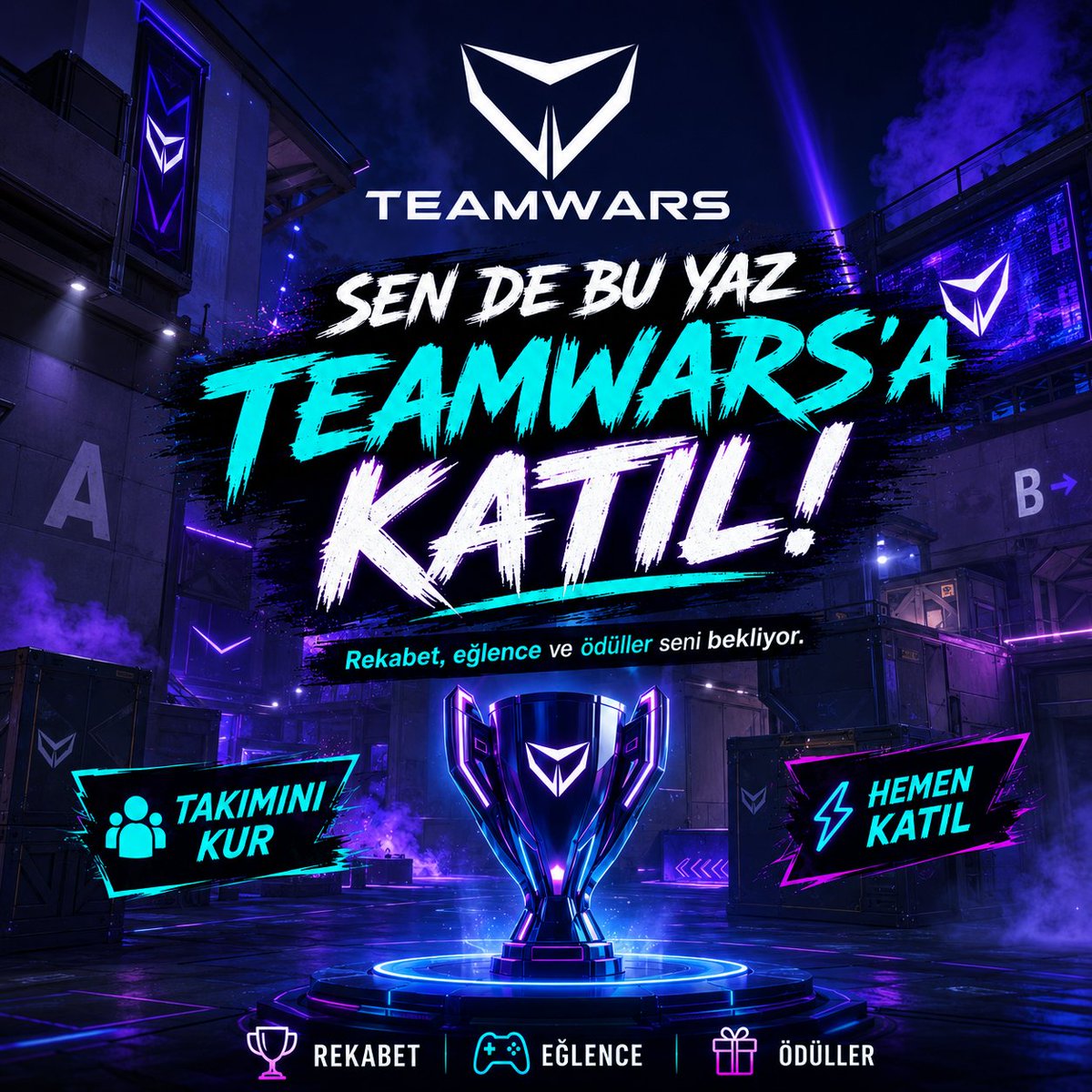 teamwarspro's tweet photo. Bu yaz rekabetin adresi belli. ⚡
Takımını kur, TeamWars’a katıl ve sahnede yerini al!
Rekabet, eğlence ve ödüller seni bekliyor. 🏆
#TeamWarspro #Espor #turnuva https://t.co/6Uuw5WioGR