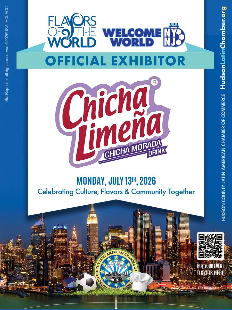 BizRepublicNews's tweet photo. #TasteTheWorld | Chicha Limeña will be part of #FlavorsOfTheWorld 2026 as an Official Exhibitor at the signature event presented by the @HudsonLatin (HCLACC), connecting cultures, cuisine, and business across the #TriStateArea. More information: https://t.co/9b5N389Qyc https://t.co/hIlrUWYWDI