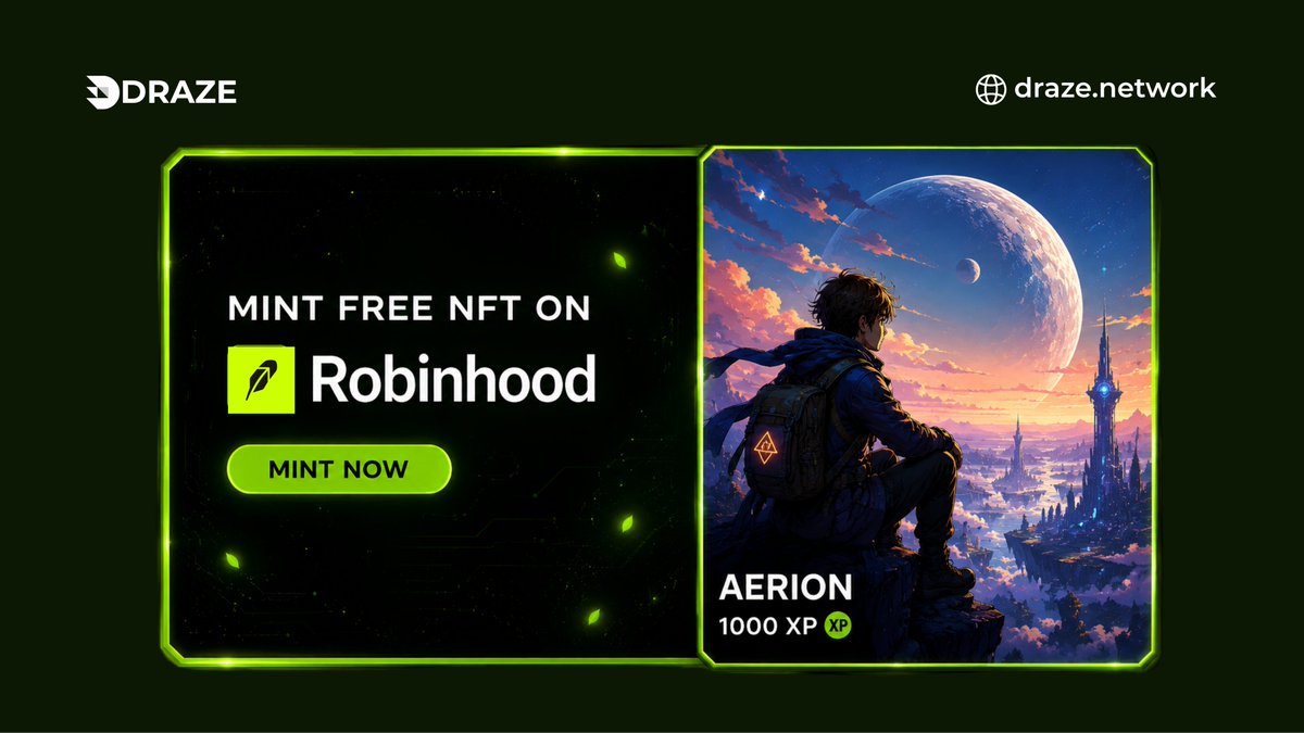 DrazeLab's tweet photo. 🌿 New Nft on Robinhood Chain Testnet! 

🔗 Aerion: https://t.co/tnTVIeMQKj

🎁 FREE Mint • Earn 1000 XP ⚡

🔁 Retweet &amp; 💼 Drop Your Wallet Address https://t.co/jIzHsuwNjo
