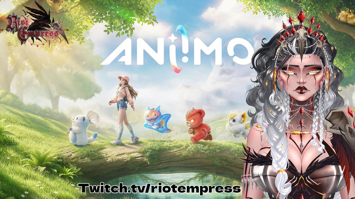 RiotEmpress's tweet photo. Tonight is going to be a Late Night with Riot!!! At 10pm EST the American servers will be opening for the closed beta for Aniimo and I was accepted to be a beta tester for the game!!! I am so excited to play the game I hope to see ya'll there!! #aniimo #beta #betatester #vtuber #twitchstream