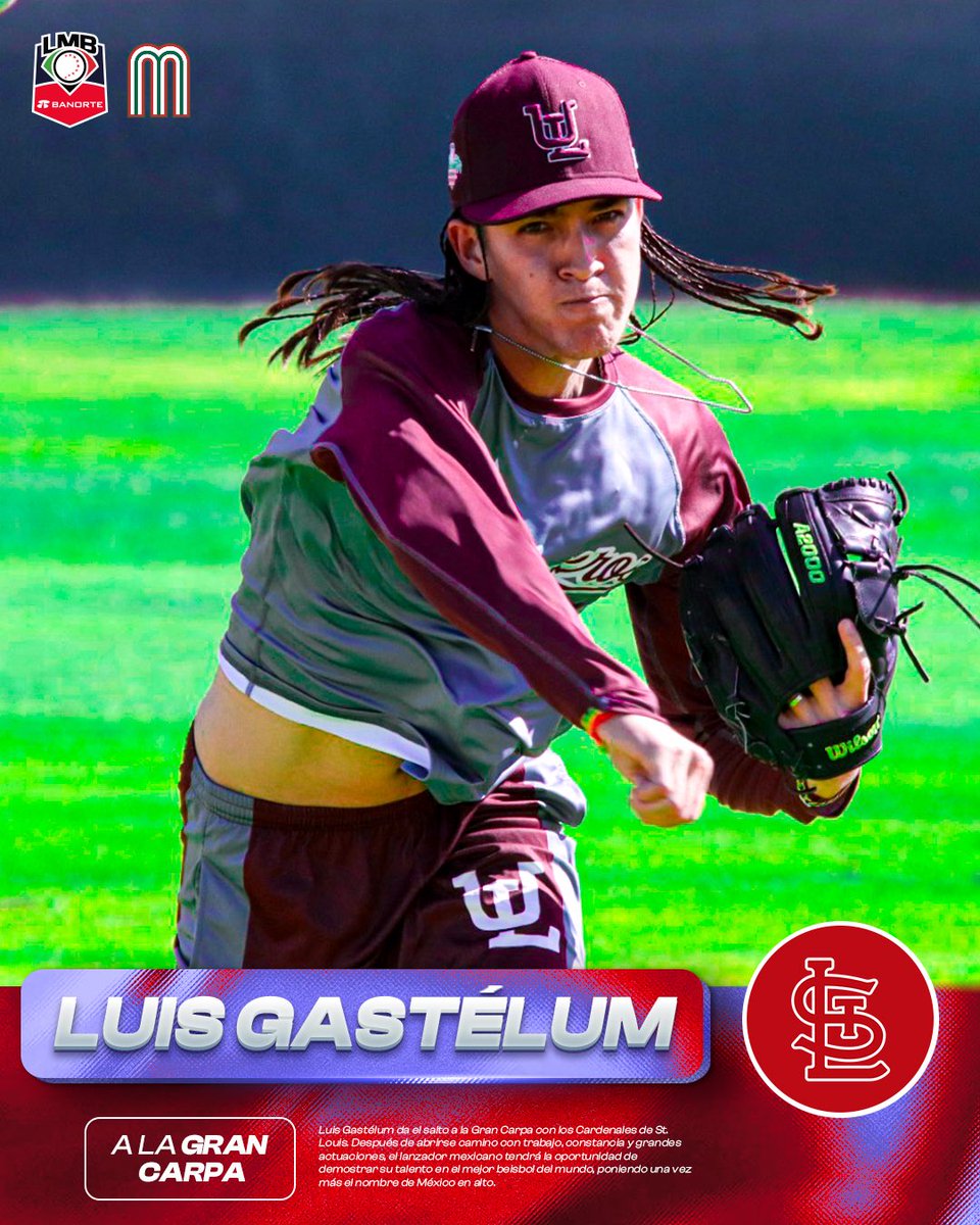 LMBBanorte's tweet photo. ¡Felicidades, Luis! 💥

El esfuerzo y la disciplina te trajeron hasta aquí. ¡Mucho éxito, Luis Gastélum, en tu debut en las Grandes Ligas! ⚾️

#LaLigaFuerteDeMéxico💪🏼🇲🇽⚾️ https://t.co/t5dipv5nC7