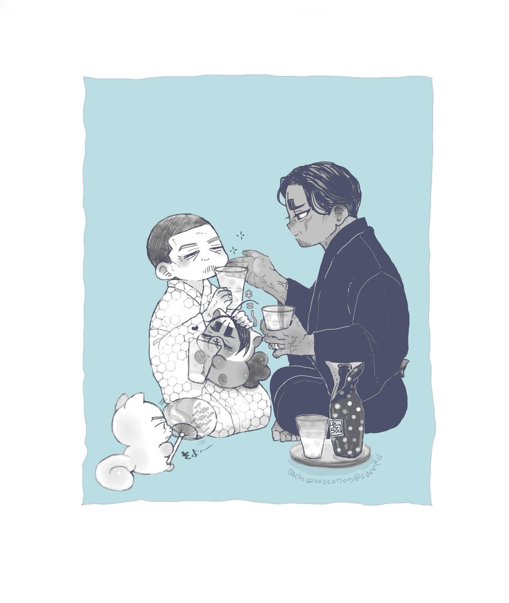 saffzd's tweet photo. 壮年鯉月＋ふぉぜ💜💚

🎏「よかひこ飲め」
🈷️「ふふ…ありがとうございます」 https://t.co/baZHNYGPq7