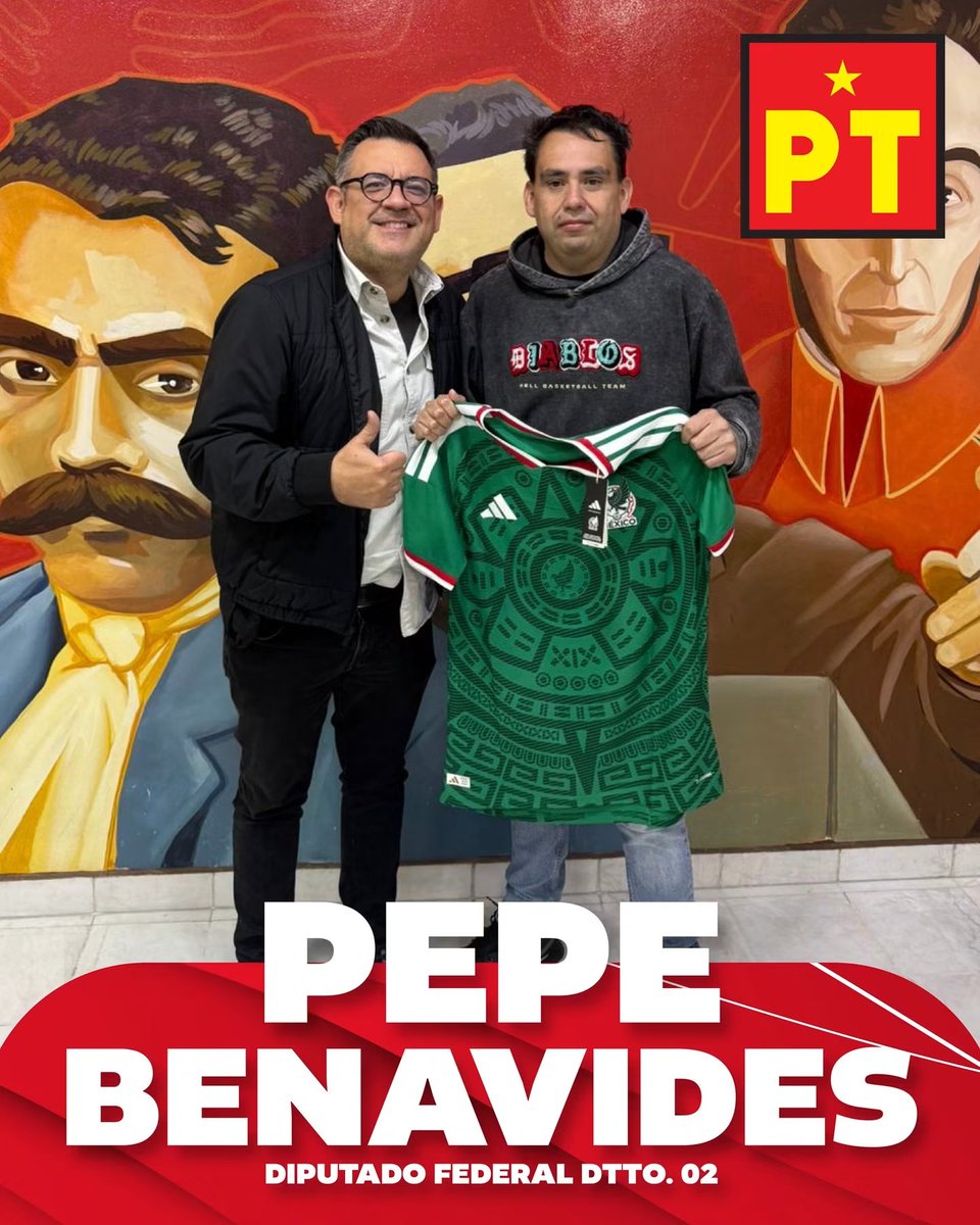 pepebenavidesmx's tweet photo. Con mucho gusto entregamos su jersey de la Selección Mexicana a nuestro amigo Federico García, vecino de la Col. San Pedro El Chico, en la GAM, ganador de nuestro más reciente sorteo

El fútbol nos une, y con esa misma pasión seguimos trabajando desde el PT para fortalecer la 4T https://t.co/xQ268UZ4Ek