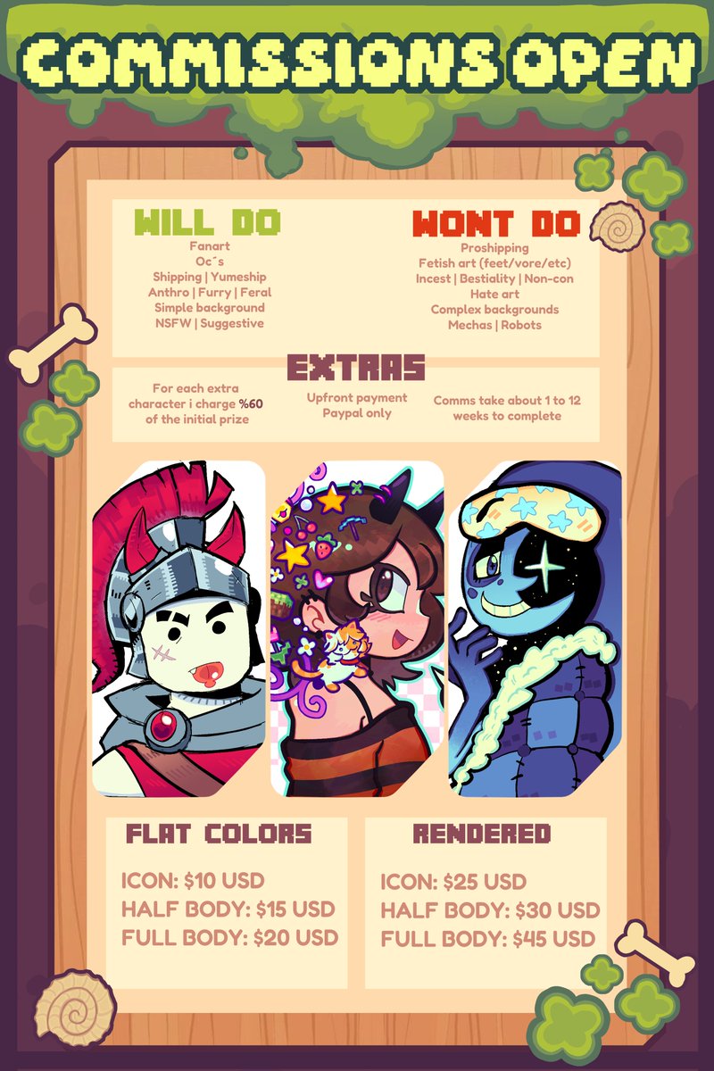 Nicoc00235's tweet photo. ✦ OPEN COMMS!! ✦
3 slots available!!
DM on discord (nico00235) https://t.co/haCmbM7501