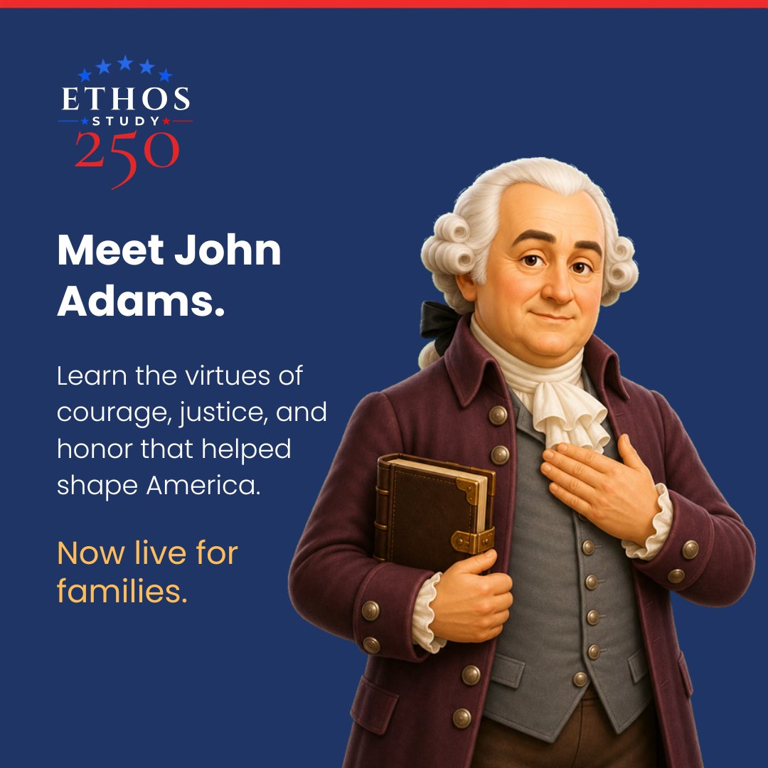 Ethos_EI's tweet photo. John Adams and Thomas Jefferson, rivals turned friends, both died on July 4, 1826, the Declaration's 50th anniversary. Hear Adams tell the story. Guided civic learning in Ethos Study. 
https://t.co/Bq3L5TTyY9
#America250 https://t.co/vYzvSOm8vN