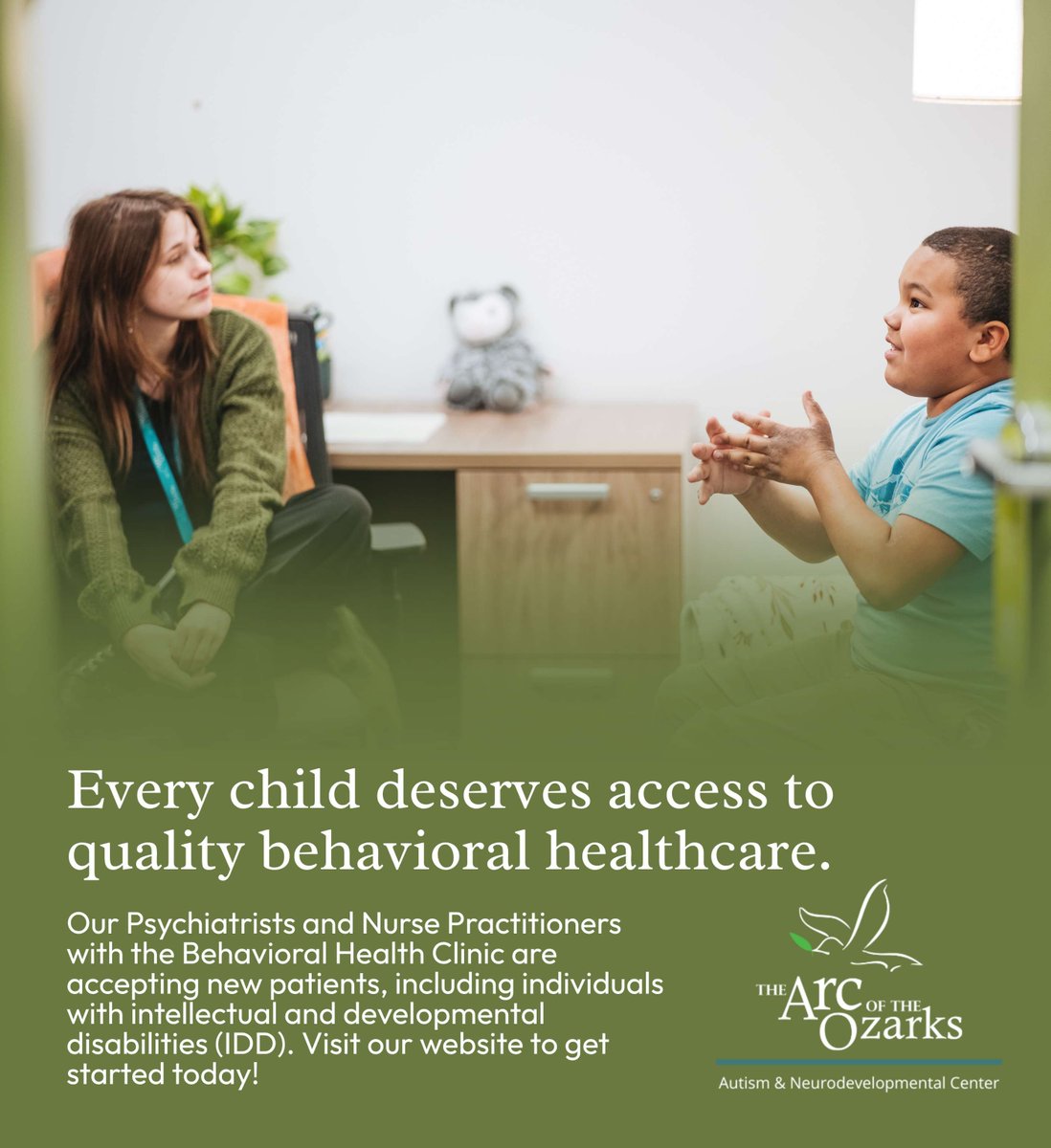 arcautismcenter's tweet photo. Every child deserves access to quality behavioral healthcare. Our Behavioral Health Clinic is accepting new patients, including children and adolescents with intellectual and developmental disabilities (IDD). Learn more and get started today at https://t.co/d6ur7X5A39 https://t.co/MTU4WHGy9P