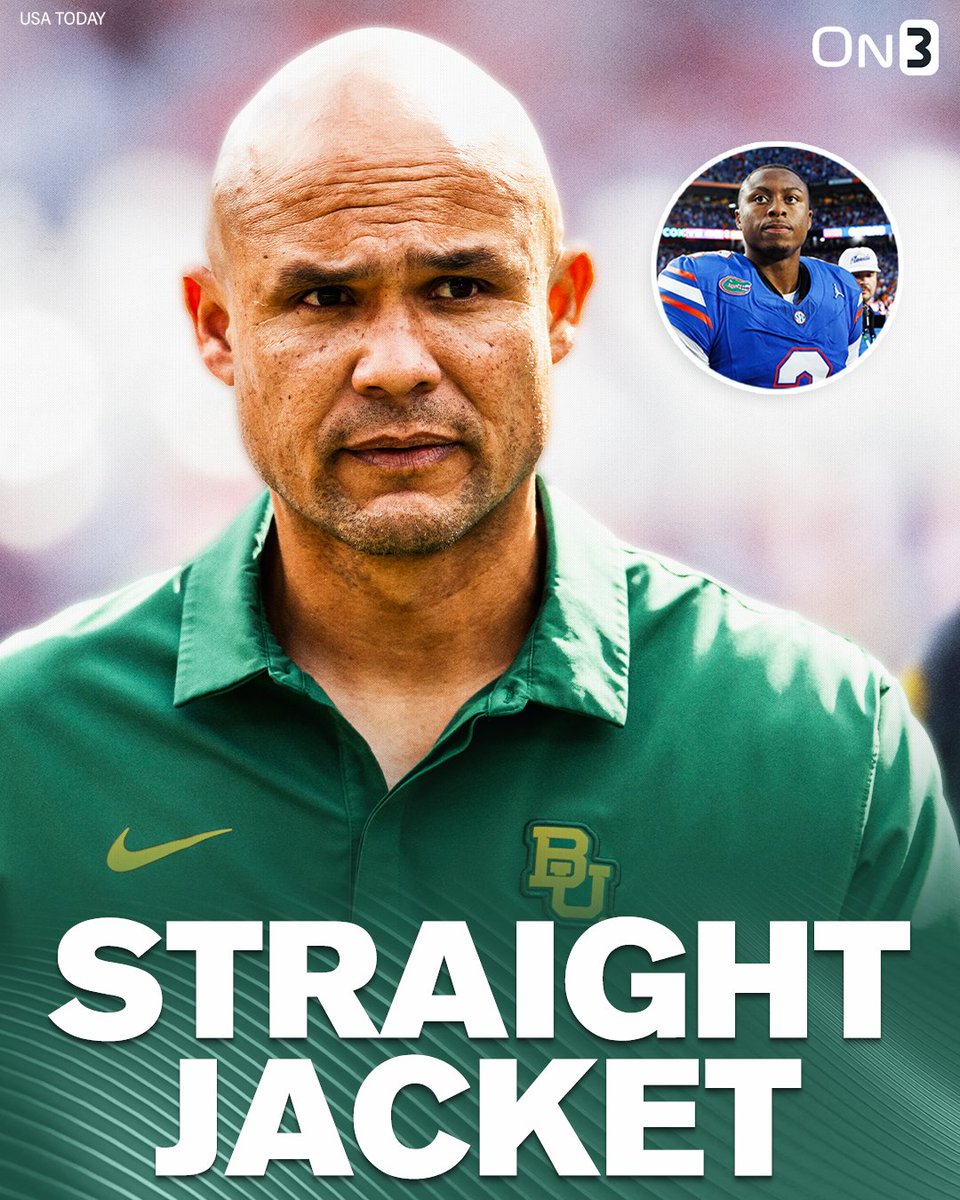 On3's tweet photo. NEW: Baylor's Dave Aranda says QB DJ Lagway's experience at Florida was like wearing a "straight jacket":

"Someone that is just all boxed in and boxed up and just wanted to be free, express himself, play free. And I think he’s felt that at Baylor."

https://t.co/wg4PQk5wSU