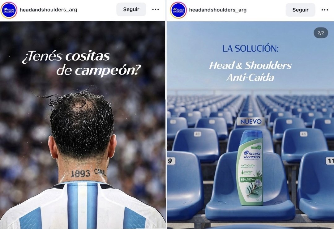 ivanalvarenga1's tweet photo. La marca Head &amp; Shoulders utilizó la "imágen" de Leandro Paredes para promocionar un shampoo contra la caída del cabello 😳 https://t.co/JZTenERfs6