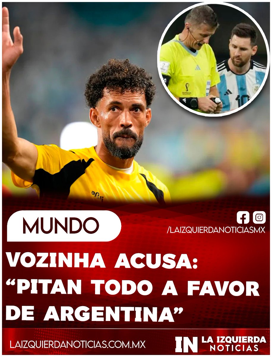 IzqNoticiasMx's tweet photo. ¡ARDE LA POLÉMICA ARBITRAL! Vozinha, capitán de Cabo Verde, denunció que Egipto también fue víctima del arbitraje ante Argentina: “Parece que hay un reglamento para ellos y otro para los demás”. Acusó que las faltas a favor de Messi se perdonan, mientras que a sus rivales cualquier contacto les cuesta penal o tarjeta. Las sospechas crecen en el Mundial.