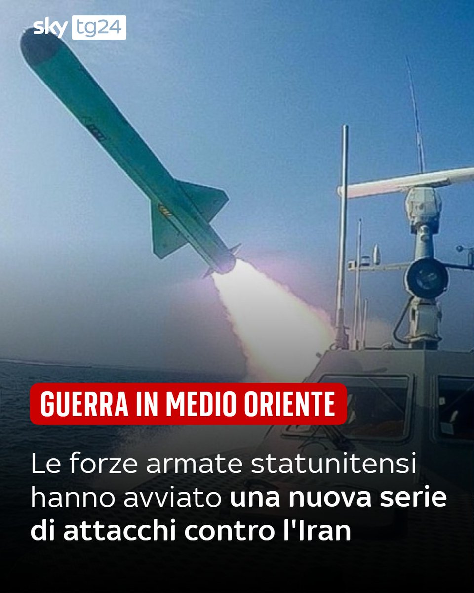 SkyTG24's tweet photo. Le forze armate statunitensi hanno avviato una nuova serie di attacchi contro l'Iran. Lo rende noto il comando militare Usa https://t.co/0l4JgVMuov

#news #skytg24 https://t.co/XPUXmuHaBP