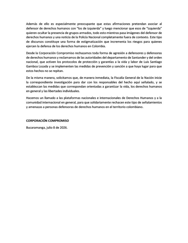 Observatorio de Paz y DDHH Corporación Compromiso tweet media
