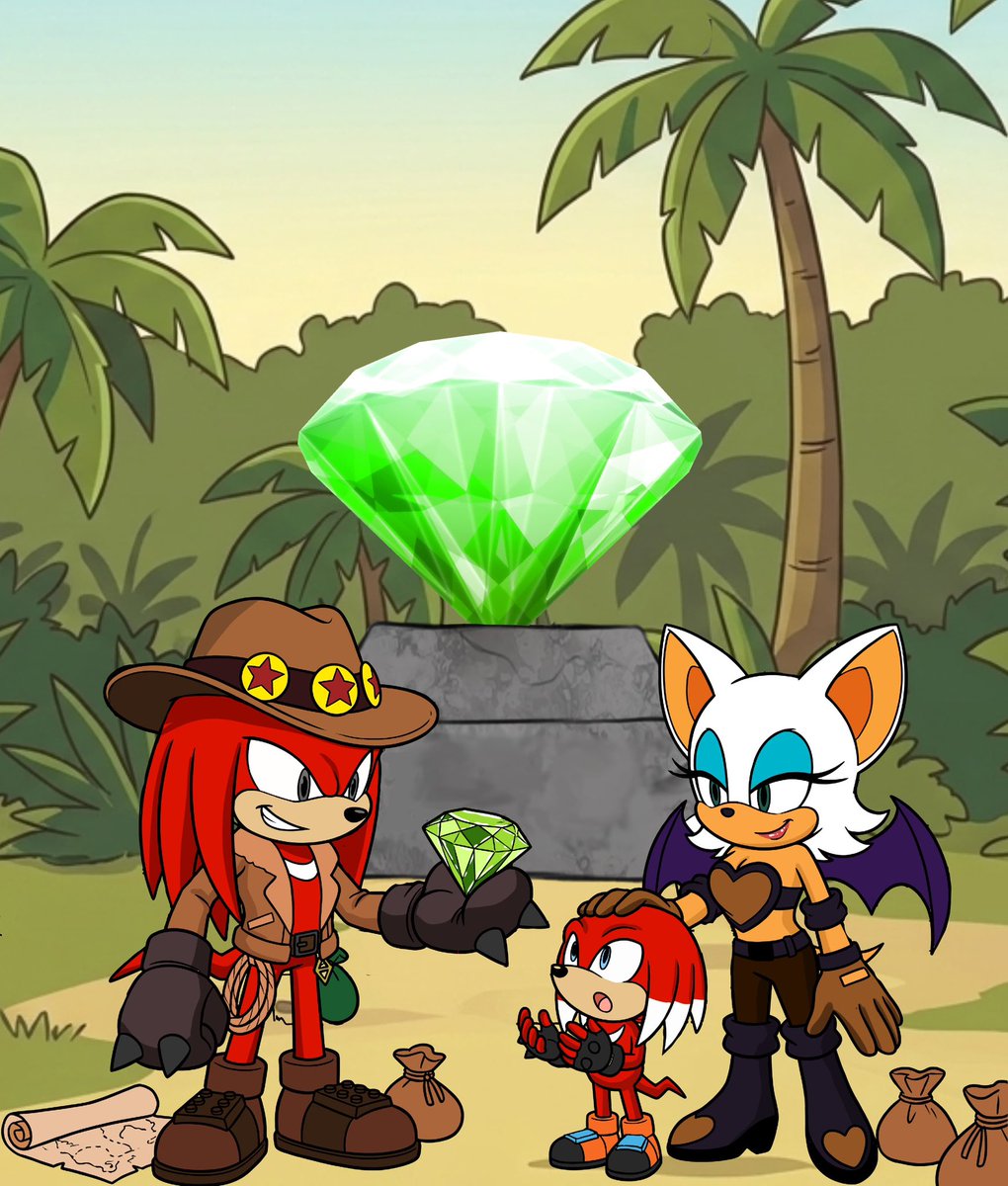 Cocoarts06's tweet photo. Kay is with his parents, Knuckles and Rouge, on his first treasure hunt. He’s now getting his share of gems they’ve collected.

Commission for @MrkWzrd24.

#knuxouge #sonicthehedgehog #sega https://t.co/jWqUfPMkUz