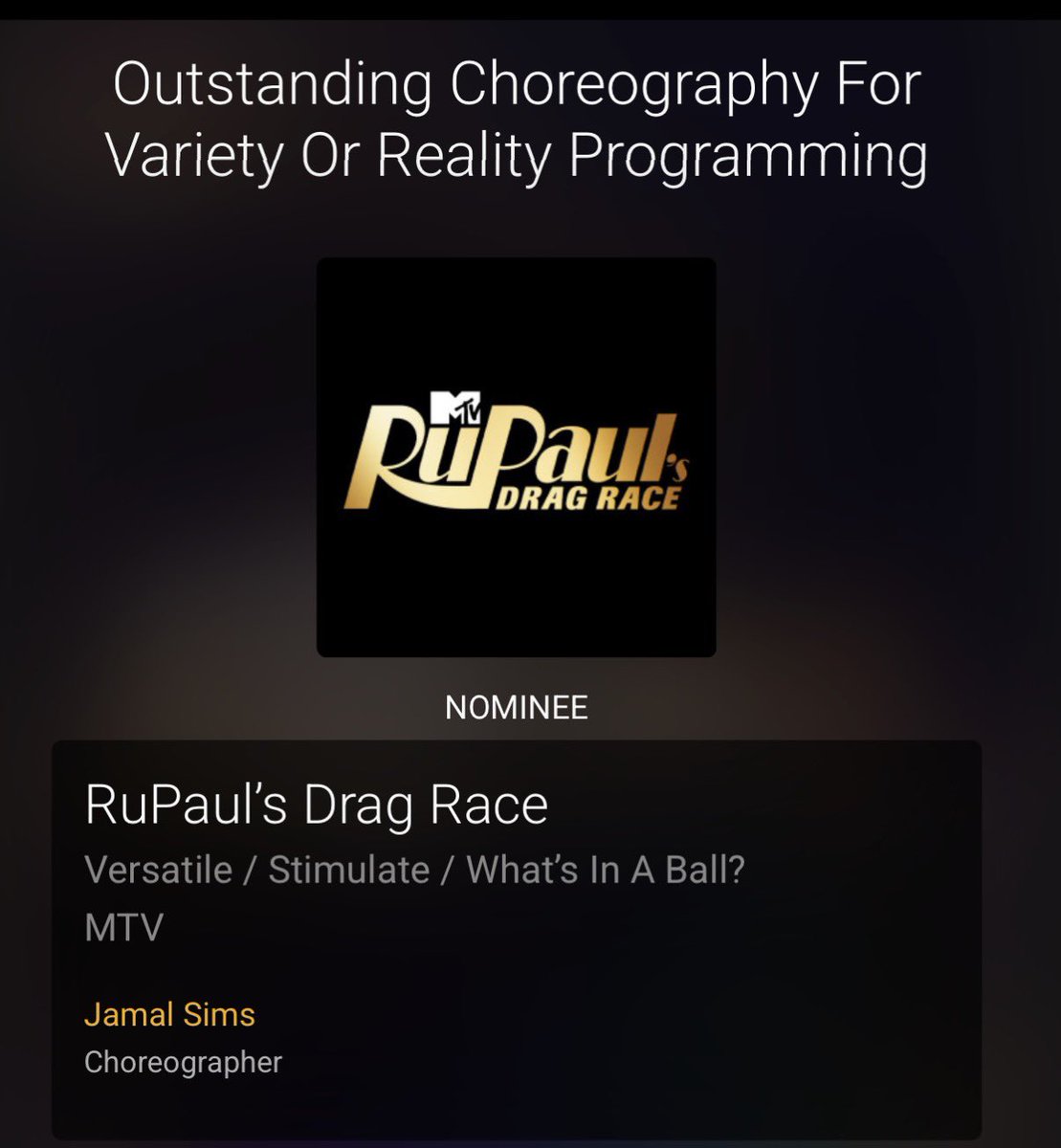 ninicocohq's tweet photo. the stimulate choreography is officially emmy nominated! ❤️⚡️❤️ https://t.co/nJLQ8dHm4F