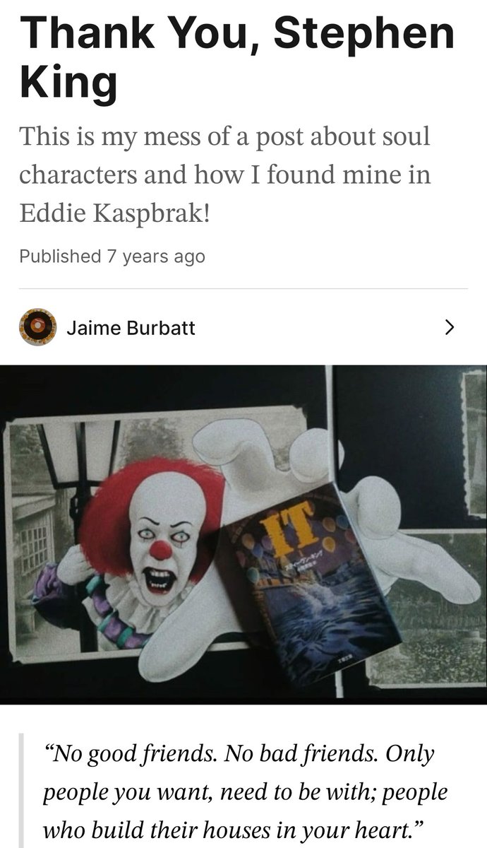 Dig_your_man's tweet photo. Two of my favorite 'articles' I've written. They pretty much cover the bases of me &amp; how much Stephen King's work means to me. 

(Also, @DennisChristo4, are you coming to a convention in Chicago anytime soon?:)

https://t.co/swYA3YrIw0 https://t.co/HAdHwt2LQh