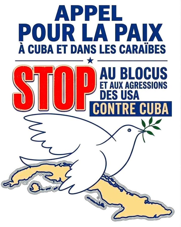 ConsulCubaSP's tweet photo. Cuba agradece a las más de 200 personalidades en Francia (parlamentarios, eurodiputados, alcaldes, sindicalistas, mujeres, jóvenes líderes, intelectuales, artistas y académicos), que firmaron el “Llamado por la paz en #Cuba y el Caribe”.
#CubaNoEsUnaAmenaza https://t.co/SnA7R9sllk