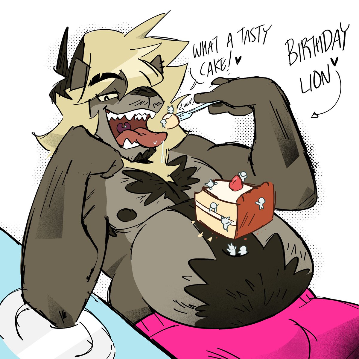 BiggBadStarWolf's tweet photo. This birthday lion wants YOU for his cake~ 🎂🎊 https://t.co/LNcChuIvm5