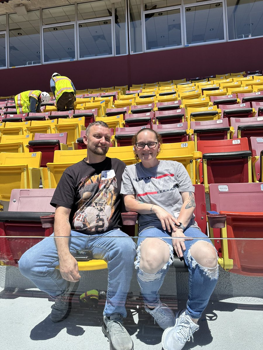 StaceyLynnMF's tweet photo. We had the opportunity to tour the Commanders stadium and sit in the seats we have for the season! ❤️🏈
#HTTC https://t.co/PuyIbtrQeo