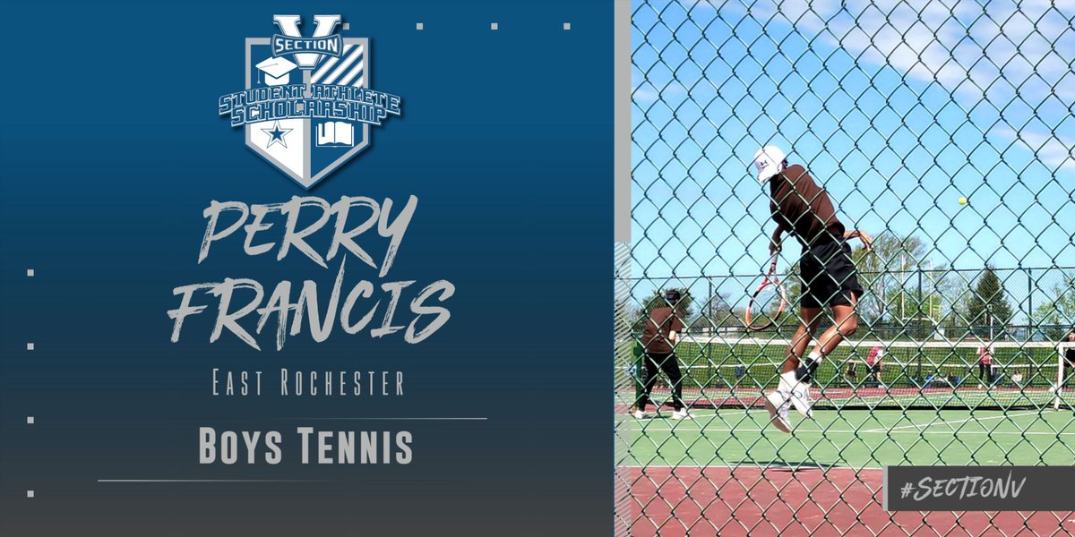 SecVAthletics's tweet photo. It is with great pleasure to announce that Perry Francis of @ERBombers is the recipient of the Spring 2026 Student Athlete $500 Scholarship for @SectionVBTennis!
https://t.co/fNRbhTTAMM
#SectionV #Scholarship #StudentAthlete https://t.co/UohUQ1LUim