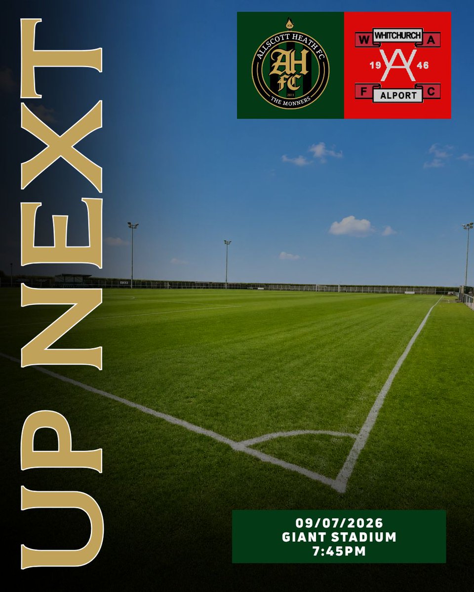 AllscottHeathFC's tweet photo. Quick turnaround — we're back in action! 

We take on @whitchurchalport at home this Thursday. ⚽

🎟️ Entry: • Adults: £5

Come down and get behind the lads! 🟢⚫
#themonners https://t.co/E3lRm79F2n