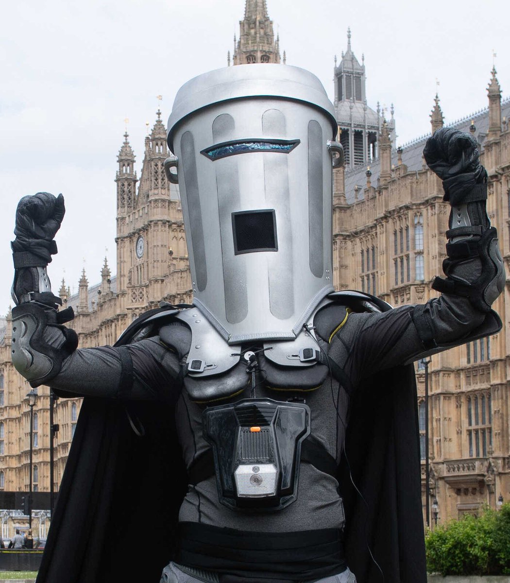 pubity's tweet photo. UK politician Nigel Farage stepped down from parliament so he could trigger a new election just to prove the people would vote him back in.

Only one man is set to run against him: Count Binface.

If Count Binface wins, it will be the first time a Recyclon has held public office. https://t.co/RBz0Ye8Oit