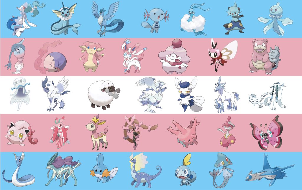 mermaidsbian's tweet photo. Pokémon trans + nonbinary flags https://t.co/X4QFLw43mK