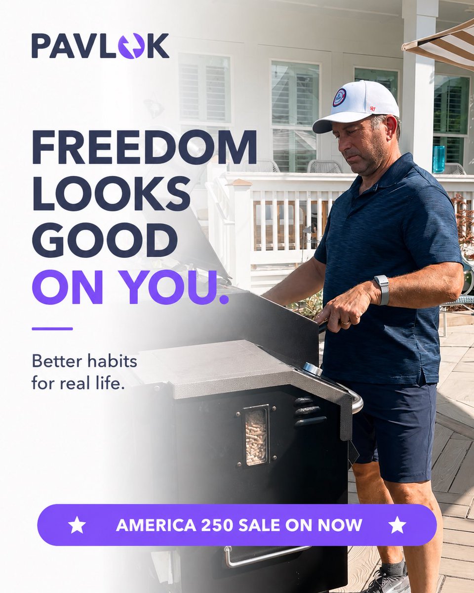 pavlok's tweet photo. July 4th is over, but there’s still time to declare independence from bad habits. 🇺🇸 Save 30% OFF before the America 250 Sale ends.

#Pavlok #America250 #BreakBadHabits #BuildBetterHabits #Productivity #SelfImprovement https://t.co/rsuWzZbEUI