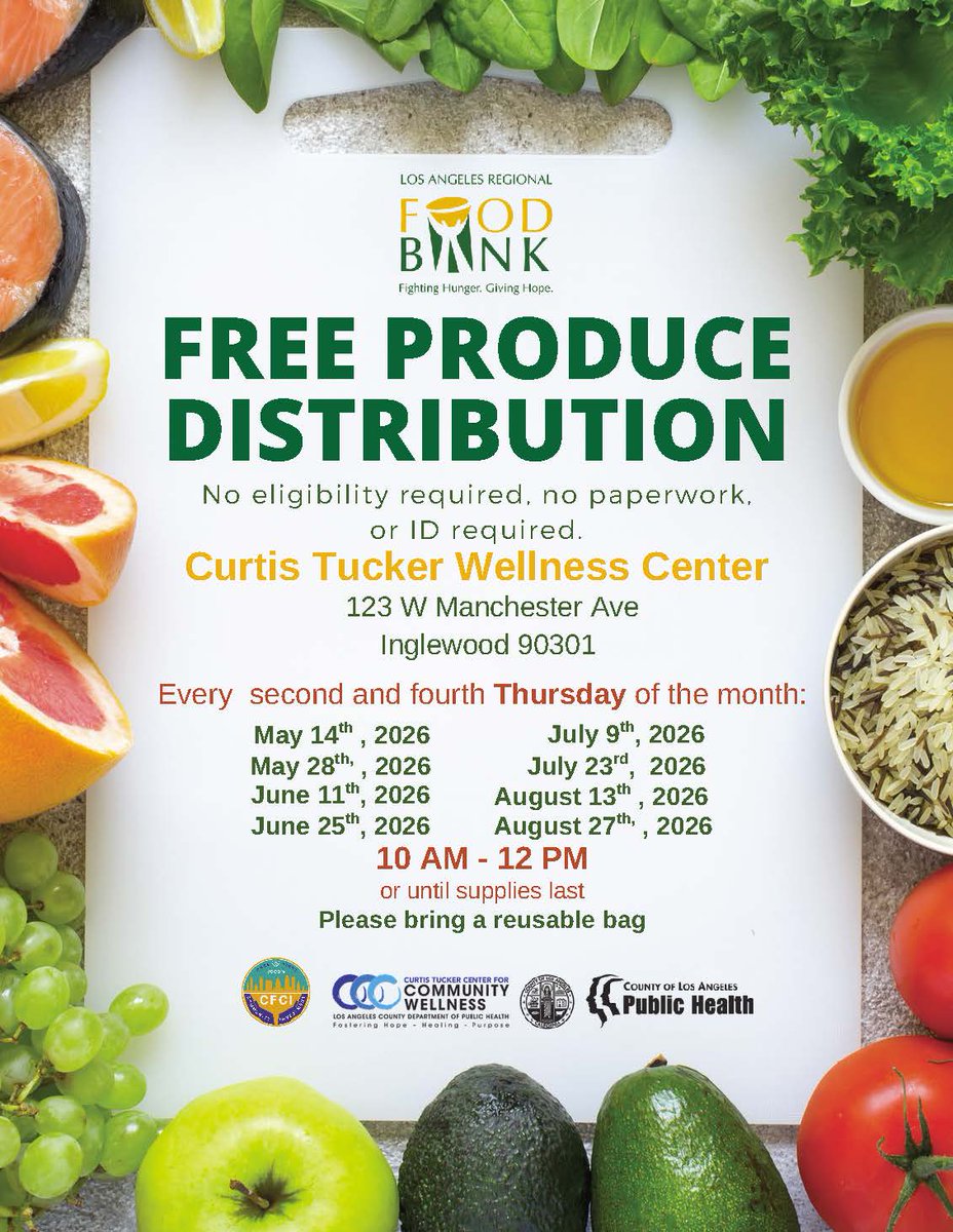LACo_DPSS's tweet photo. In need of groceries? Swing by this free produce distribution hosted by the Curtis Tucker Wellness Center & @LAFoodBank. Next one is tomorrow, July 9th from 10AM – 12PM, or until supplies last⌚📅
Don’t forget that you can apply for #CalFresh online at https://t.co/ZdCmWVBop0 🔗 https://t.co/gYq0mT4wf0