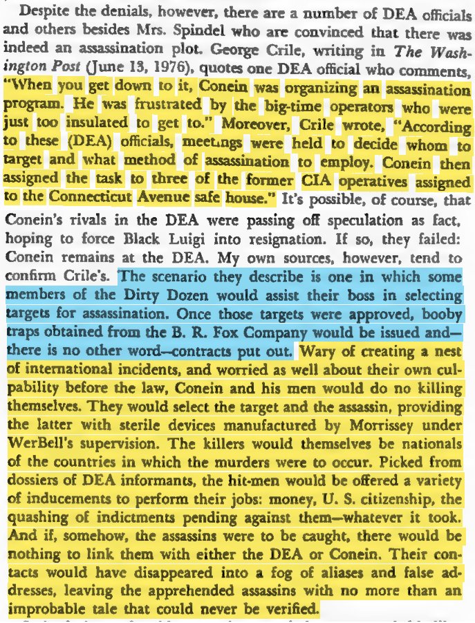 toxictiramisu's tweet photo. When Nixon created the DEA, CIA infiltrated it w/ 100+ operatives. The War on Drugs became cover for int'l assassinations: targets were selected, while local hitmen were recruited from DEA informant files and offered cash, US citizenship, or dropped charges to carry out the hits. https://t.co/PfhxeToXiP