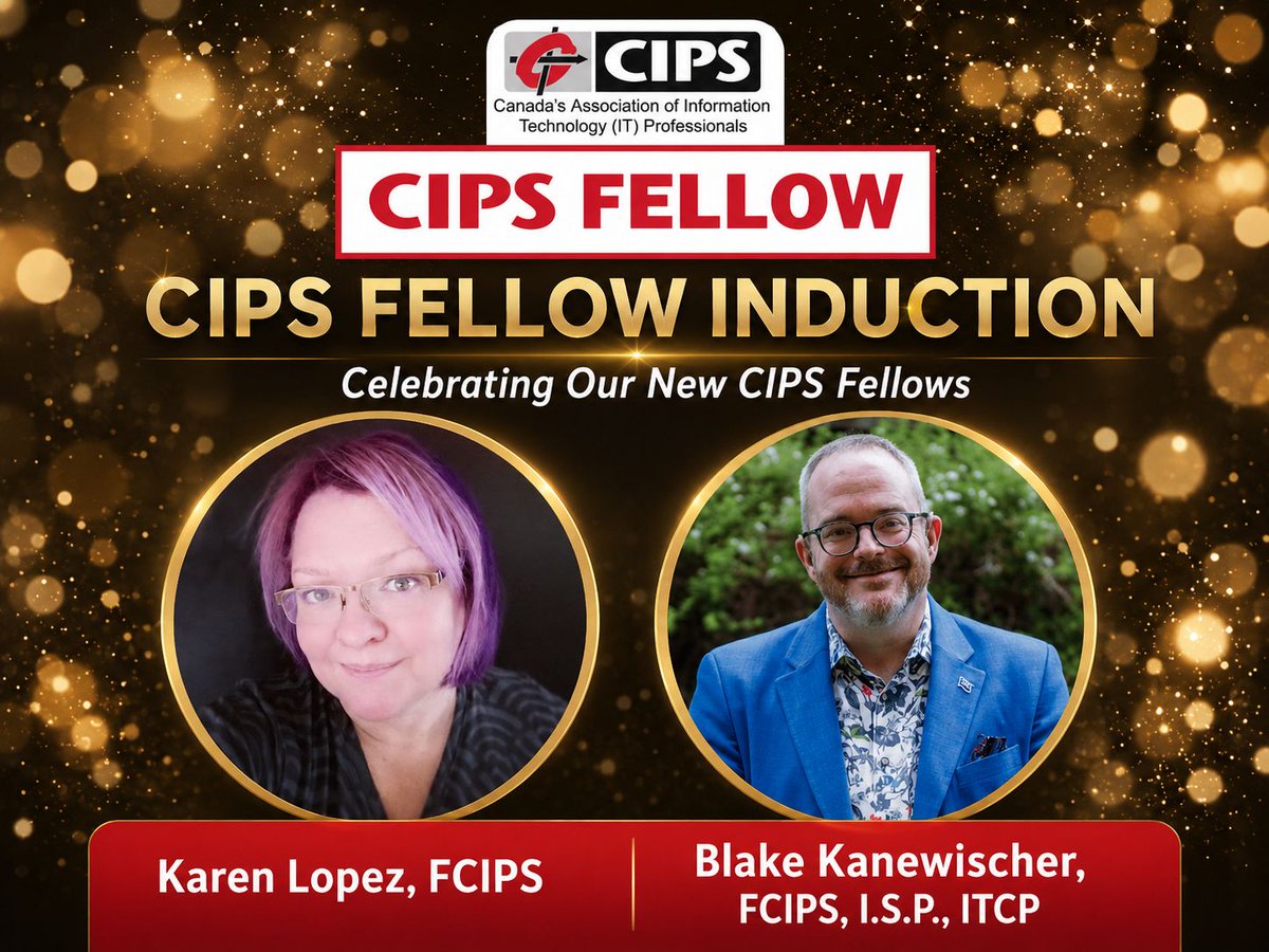CIPS's tweet photo. CIPS Inducts New Fellows: Blake Kanewischer, FCIPS, I.S.P., ITCP and Karen Lopez, FCIPS:
https://t.co/pXZE0SY1Kr
👏 CIPS extends its congratulations to Blake and Karen for this prestigious achievement!
#CIPSit #ITProfessionals #TechnologyLeadership #ITLeadership https://t.co/TCfbuJbcVU