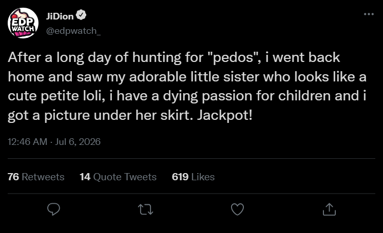 GameoverseSucks's tweet photo. @edpwatch_ How will this look in court? You fucking sicko. https://t.co/IfrXqCMQOd